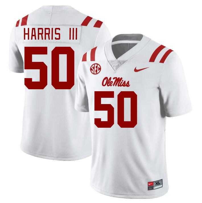 Ole Miss Rebels #50 Tres Harris III College Football Jerseyes Stitched Sale-White